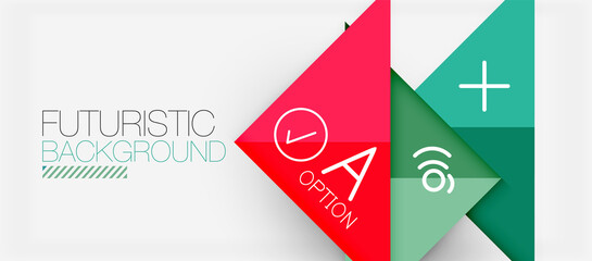 Abstract background, geometric business multicolored paper infographic - triangle frames for text, icons or graphics on light background with copyspace. Vector Illustration For Wallpaper, Banner