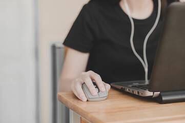 Women working from home on computer notebook social distancing New normal human