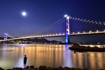 Tsing Ma bridge at night