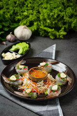 Fresh shrimp soaked in fish sauce, Thai food.