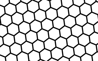 Black honeycomb on a white background. Perspective view on polygon look like honeycomb. Isometric geometry. 3D illustration