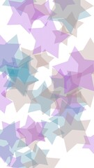 Multicolored translucent stars on a white background. Vertical image orientation. 3D illustration