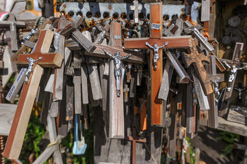 Siauliai, Lithuania,September 3rd 2012, A walk among millions of crosses on the famous Hill of Crosses 