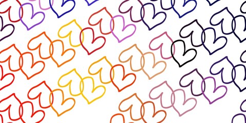 Light Pink, Yellow vector background with Shining hearts.