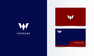 W Monogram Logo Mark with business card template design for branding identity