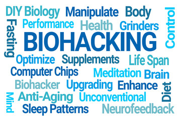Biohacking Word Cloud on White Background