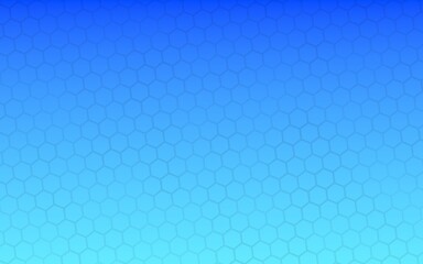 Fototapeta na wymiar Translucent honeycomb on a gradient blue sky background. Perspective view on polygon look like honeycomb. Isometric geometry. 3D illustration