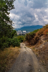 Fototapeta na wymiar panorama of Alushta with a view of the Roman Kosh 2