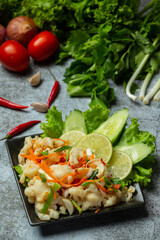 mixed vegetable and chicken feet , Thai spicy salad.