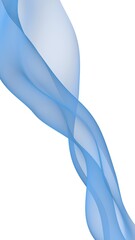 Abstract blue wave. Blue scarf. Bright blue ribbon on white background. Abstract smoke. Raster air background. Vertical image orientation. 3D illustration