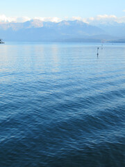 Beautiful Lake Thun with Swiss Alps in the background