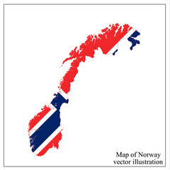 Map of Norway with flag. Norwegian infographic. Vector.