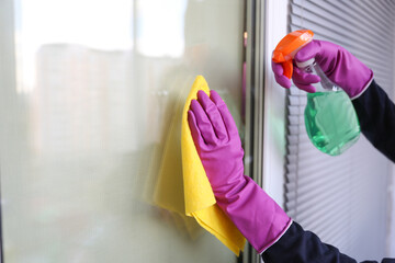 concept of window cleaning close up