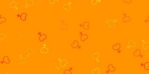 Light Yellow vector background with woman symbols.