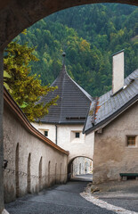 Fototapeta na wymiar Visiting Hohenwerfen castle. Salzkammergut, Austria