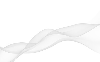 White abstract background. Fluttering white scarf. Waving on wind white fabric. 3D illustration