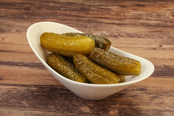 Pickled cucumbers in the plate