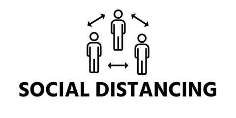 New normal lifestyle concept, After Covid-19 period, New normal behaviors, Social distancing word and icon isolate on white background. lock down pandemic stop coronavirus outbreak COVID-19 symptoms