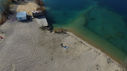 Small beach near lake Velke Kosariska, drone photography, no edit.