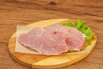 Raw pork steak for cooking