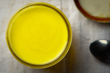 Homemade lemon curd in a jar