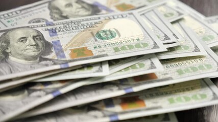 Timelapse of counting money. Dollars in hand, money in hand, counts the money