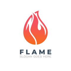 Flame Logo Vector Icon Template. Fire Logo Symbol Design. Burn Logo Awesome Element.