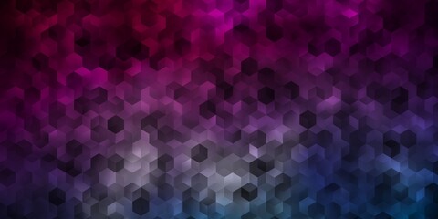 Dark Blue, Red vector pattern with colorful hexagons.