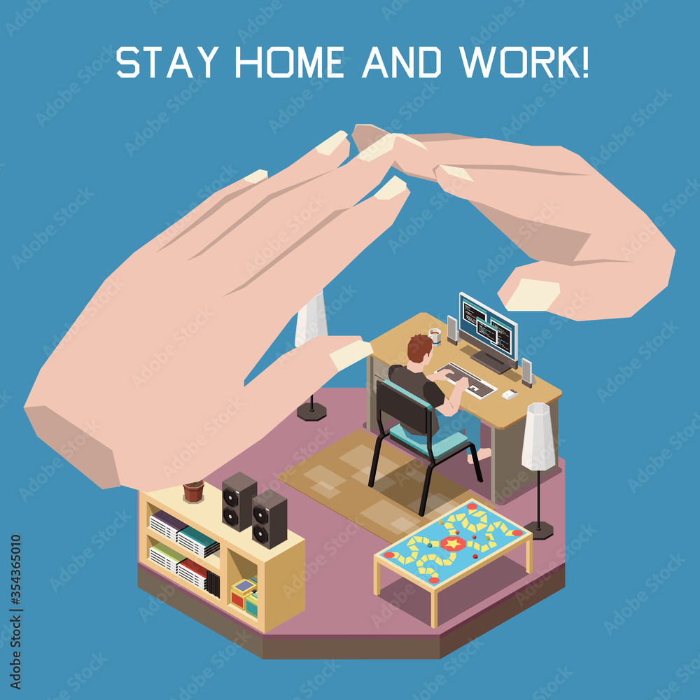 Sticker Stay At Home And Work Concept