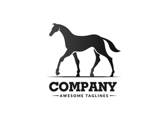 stylized illustration of Horse Silhouette Logo Design 