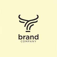 unique animal buffalo Logo line Design, bovines. bison. Cattle. Taurus And Bull Logo Linear  Design Vintage Retro Hipster Illustration Template