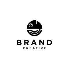 Chameleon Logo Flat Design Black Vector Vintage Hipster Retro silhouette. lizard Logo Design Simple