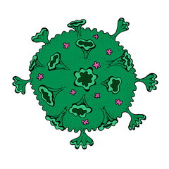 Coronavirus disease COVID-19 infection medical isolated. China pathogen respiratory influenza covid virus cells. New official name for Coronavirus disease named COVID-19, vector illustration. Flat