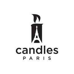 Eiffel tower candle logo Design Vector Stock Template. Pray For Paris Logo Design