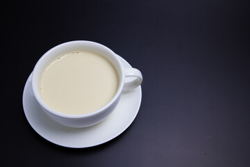 soybean milk in white glass