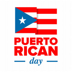 Puerto Rican Day. National happy holiday. Festival and parade in honor of independence and freedom. Puerto Rico flag. Latin american country. Patriotic elements. Vector poster illustration