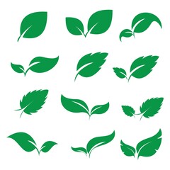 Set Leaf icon nature symbol logo Template. leaf logo design icon. Set Leaves icon on white background. Vector Illustration.