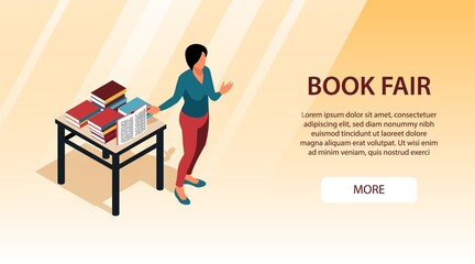 Book Fair Isometric Banner