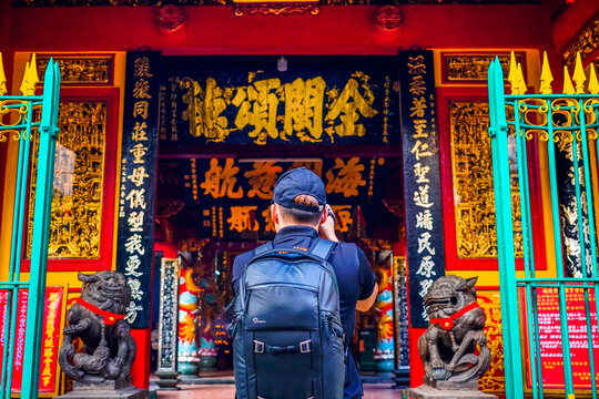 On Lang Temple (Hoi quan On Lang pagoda or Quan Am temple) or Ong Lao Temple - One of Vietnamese Chinese temple at Ho Chi Minh City (Saigon), Vietnam