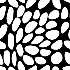 Abstract  seamless pattern with white circles on black background. Animal print. Decorative vector stock illustration for posters, card, postcard, fabric, textile.