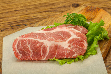 Raw pork meat neck steack
