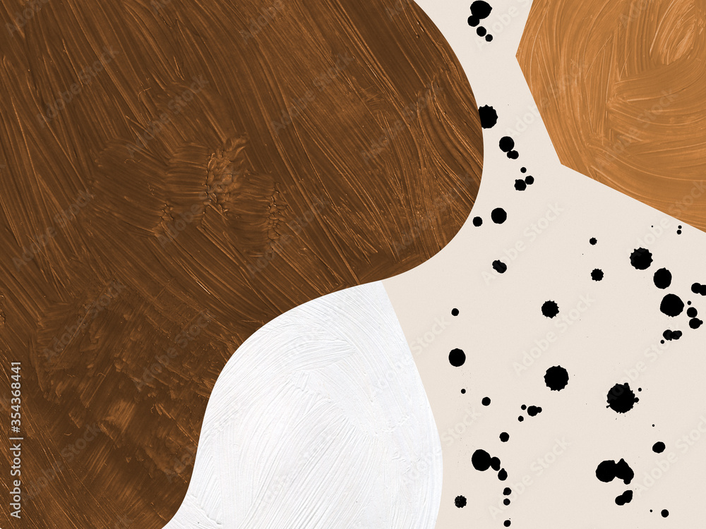 Poster abstract modern textured background with different shapes and splashes. handmade acrylic trendy back