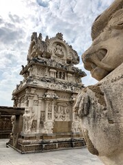 Fototapeta premium The Kanchi Kailasanathar temple in Kancheepuram. It is one of the oldest structure built by Narasimhavarman-II during 700AD in Pallava architecture style.