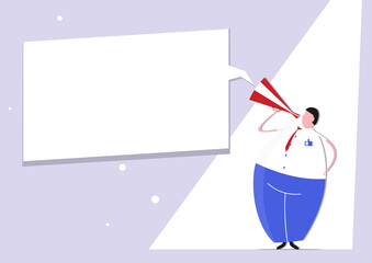 Flat design template with office worker and copy space. Flat vector.