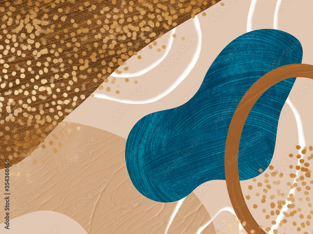 Poster abstract modern textured background with different shapes and splashes. handmade acrylic trendy back