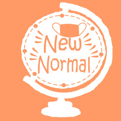 New normal concept lettering on world.