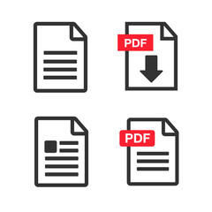 PDF icon flat image. Pdf vector download icon. Pdf Web icon set.