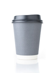 A cup of coffee on white background, Paper cup