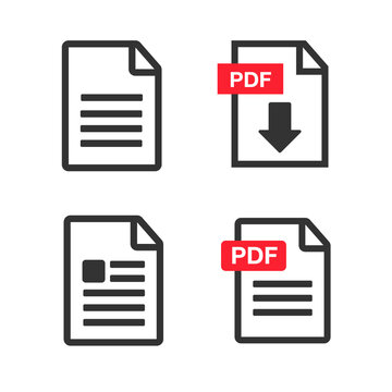 PDF icon flat image. Pdf vector download icon. Pdf Web icon set.