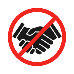 No handshake icon. Prohibition symbol vector illustration isolated on white.